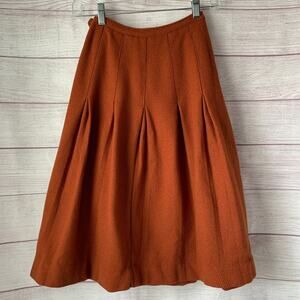 Vintage Kelita Brown A-Line Pleated Skirt Side Zipper Closure